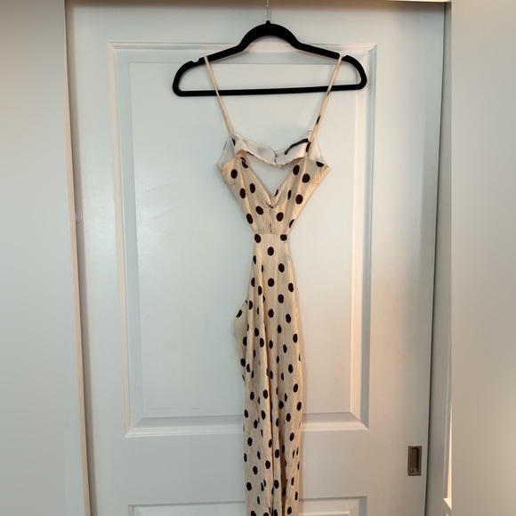 Zara Midi Brown Polkadot Cut-Out Dress! - Picture 4 of 5